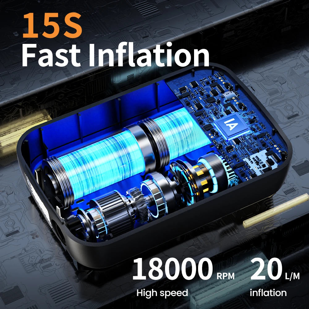 YIJU Car Air Pump Electric Portable Tire Inflator Intelligent Digital Tire Inflator For Car Motorcycle Bicycle Air Compressor