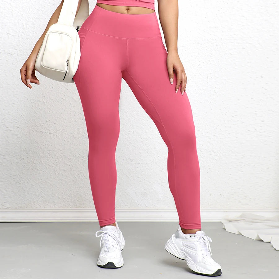 Women's High Waist Gym Leggings With Side Pockets