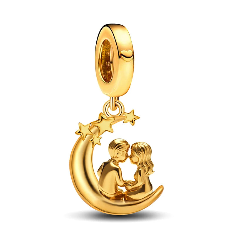 925 Silver Plated Cute Love Heart Firefly Golden Series Charms Bead Diy Bracelet Necklace Making Gift Of High Quality Jewelry