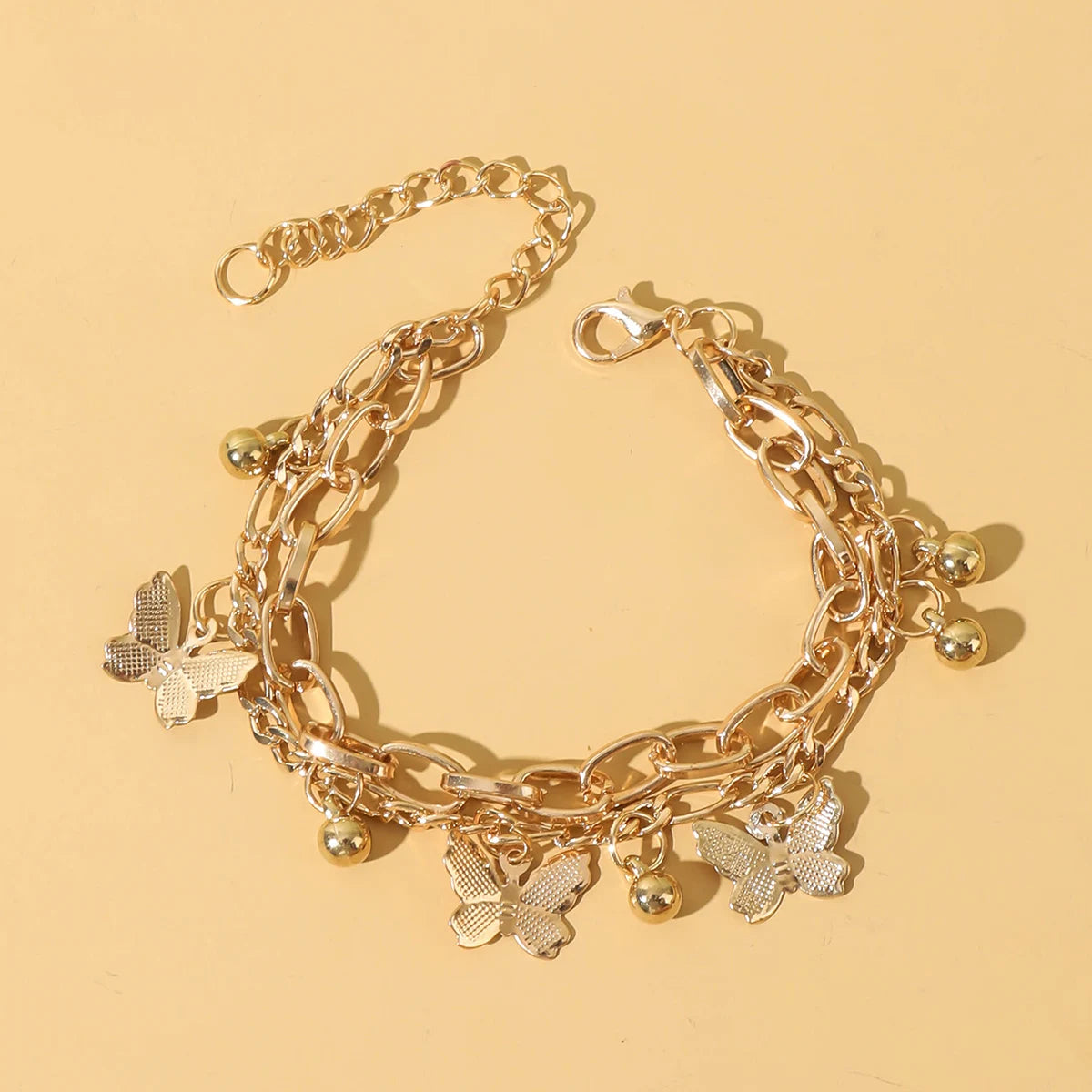 1 Piece Of Women's Minimalist And Fashionable Metal Double-layer Love Pendant Bracelet, Trendy And Versatile Accessory -2061