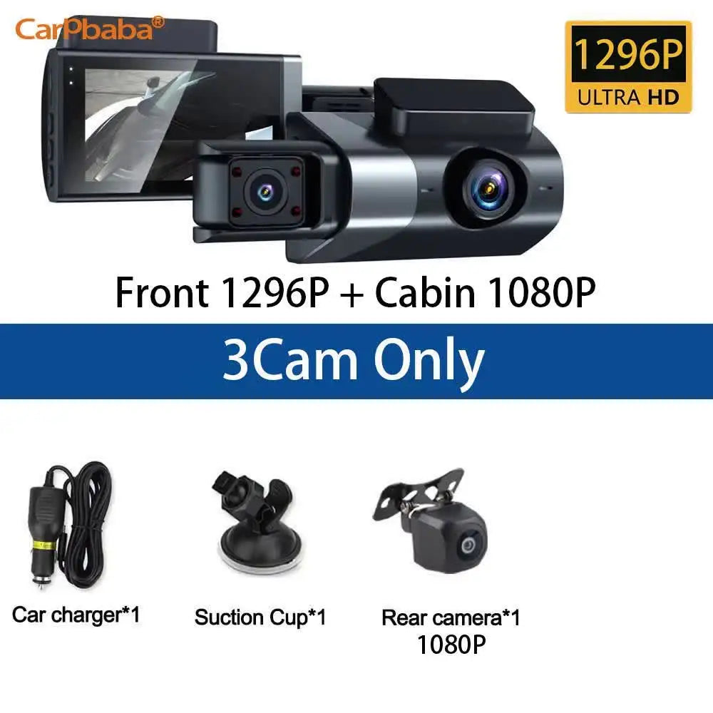 1296P DVR 2/3-Channel Front Inside Rear View Camera GPS WIFI Black Box Dash Cam For Cars Video Recorder Vehicle Car Accessories
