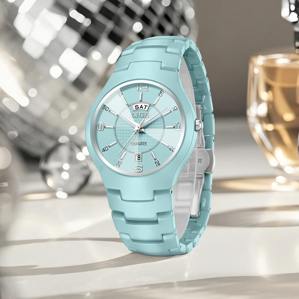 LIGE Luxury Elegant Quartz Women Watches Fashion Ceramics Small Dial Ladies Watch Date Week Display Woman Wristwatch Reloj Mujer