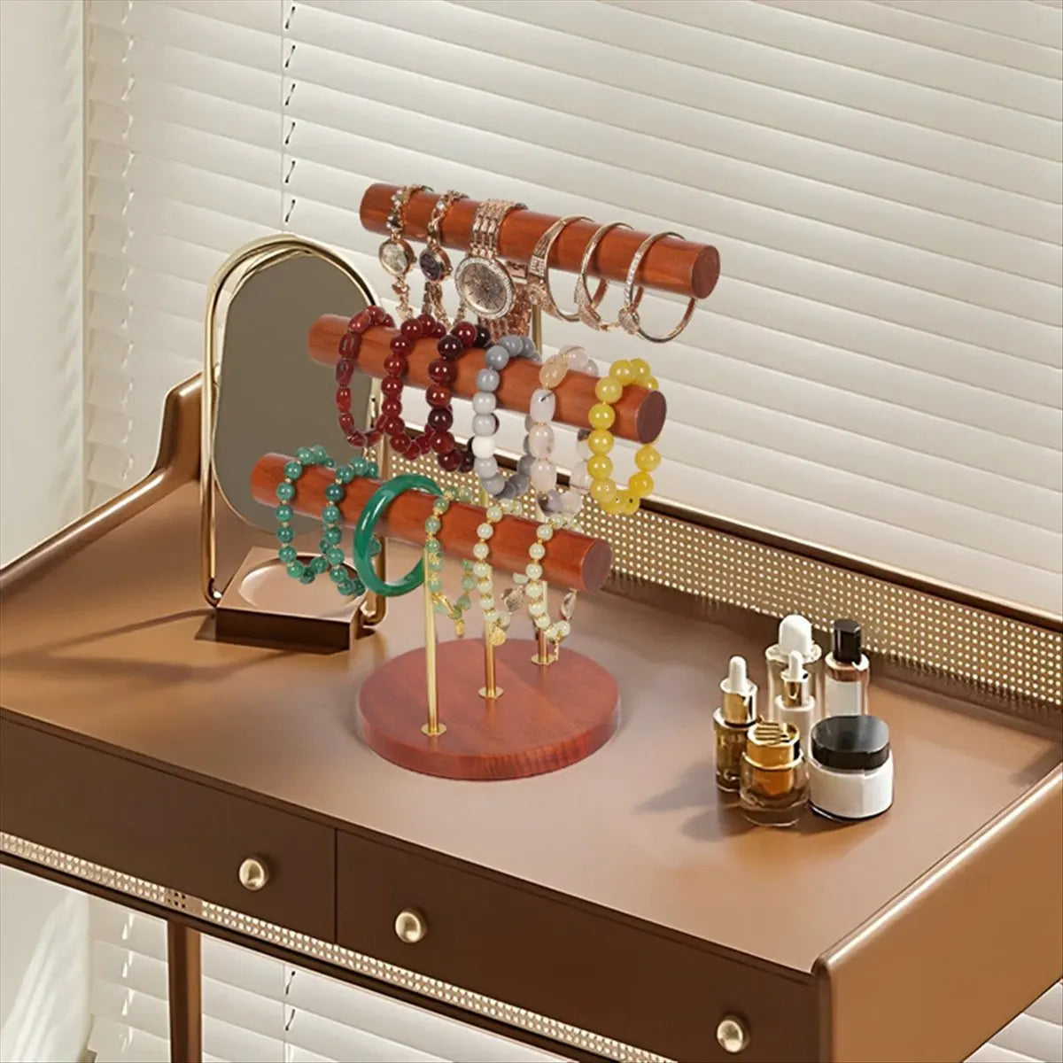 ABQR Solid Wood Large Jewelry Rack 3 Tiers Bracelet Display Rack Bracelet Watch Rack Jewelry Storage Rack for Girls Storage