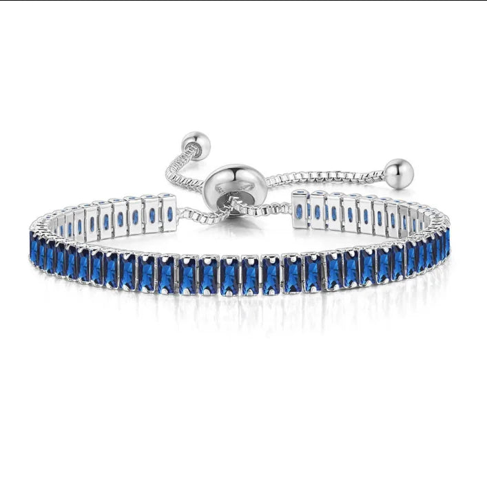 Black Iced Out Crystal Tennis Bracelets For Men Women Rectangle Zirconia Adjustable Chain on Hand Hip Hop Hippie Jewelry DZH051