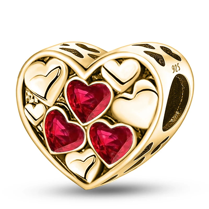 925 Silver Plated Cute Love Heart Firefly Golden Series Charms Bead Diy Bracelet Necklace Making Gift Of High Quality Jewelry