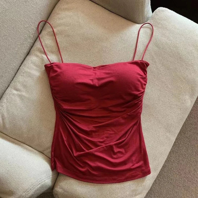 Women's Padded Tank Top With Thin Straps
