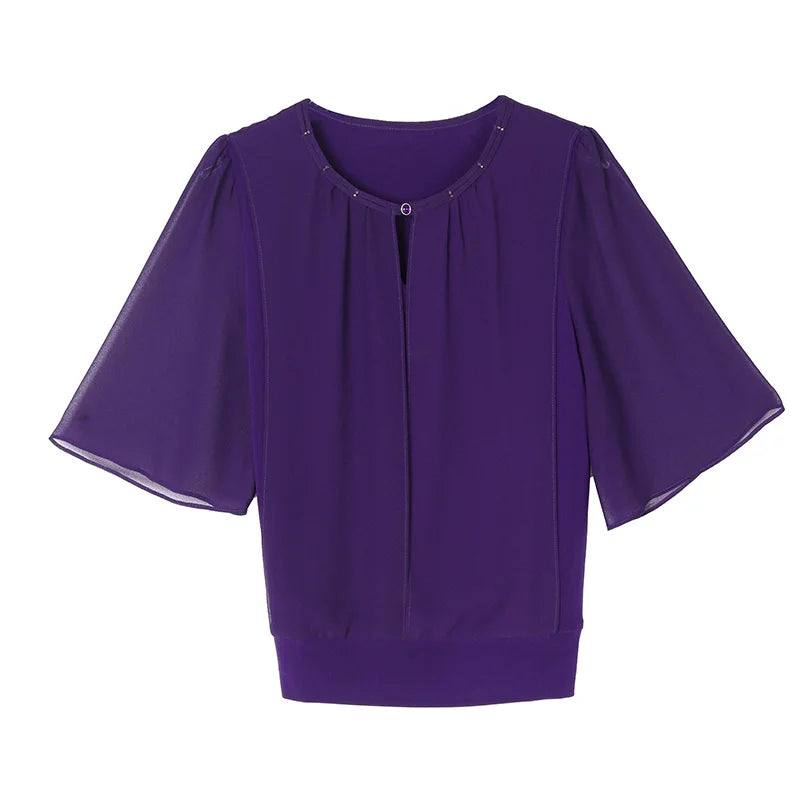 Loose Fit Casual Half Sleeve Summer Chiffon Top