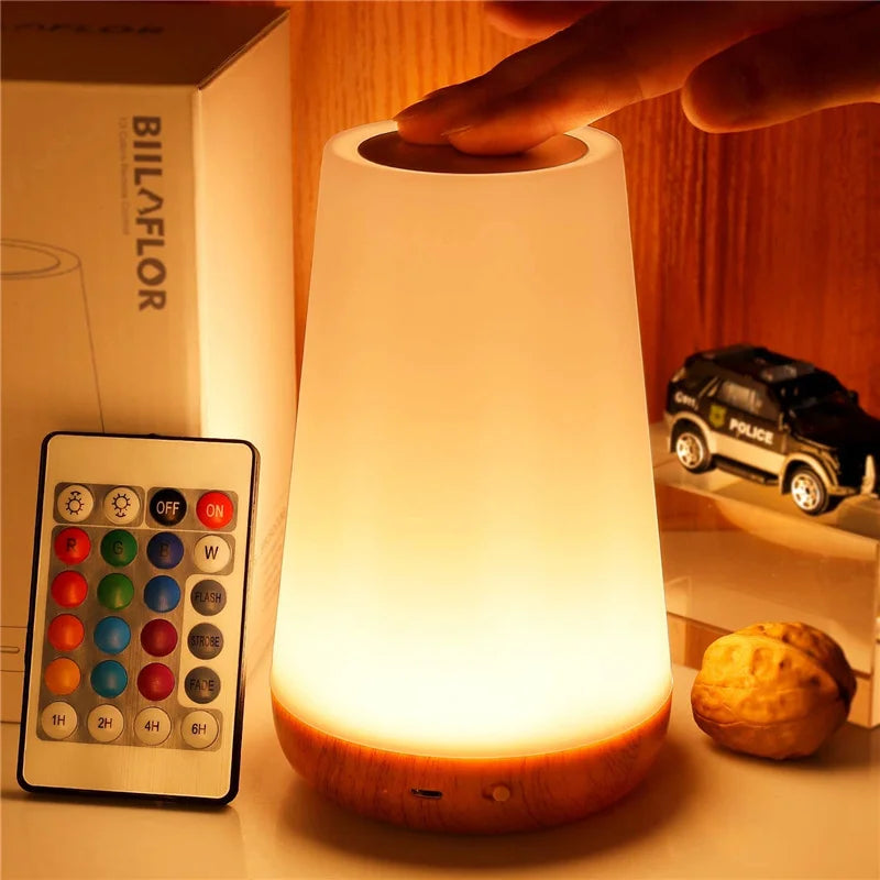 LED 13 Color Changing Night Light Remote Control Touch USB Rechargeable RGB Night Lamp Dimmable Lamp Portable Table Bedside Lamp