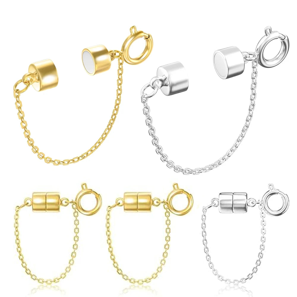 5Pcs Magnetic Bracelet Clasps and Closures with Safety Chain Never Fall Bracelet Extender Converter Magnetic Clasps for Women