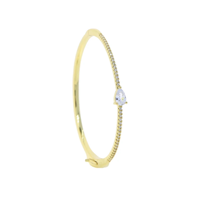 Single Heart Tear Rectangle Marquise Geometric Shaped Cubic Zirconia CZ Bangle Bracelet High Quality