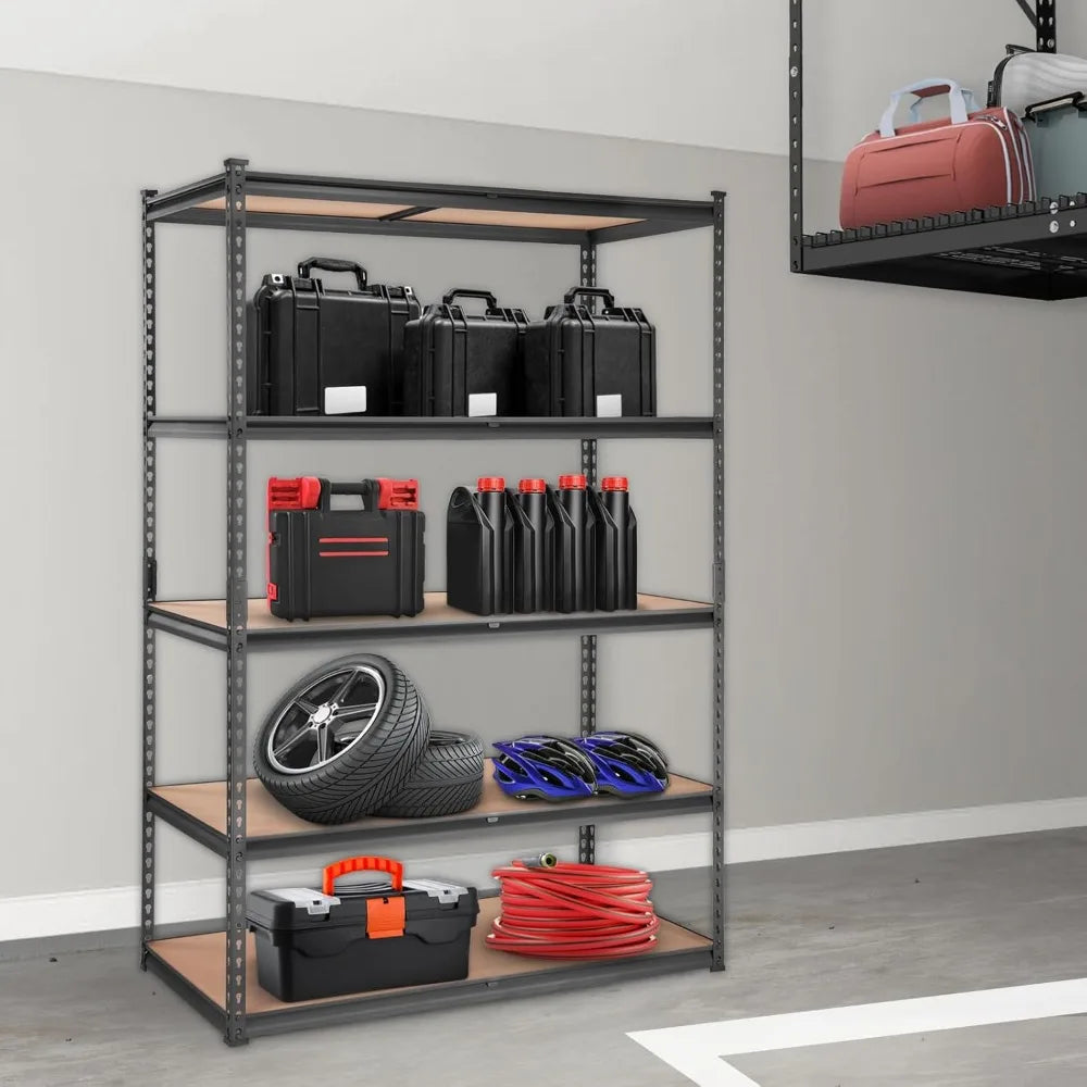 Storage Shelving Unit, 5-Tier Adjustable Storage Shelves, 48 L x 24 W x 72 H Heavy Duty Garage Storage Shelves, Metal