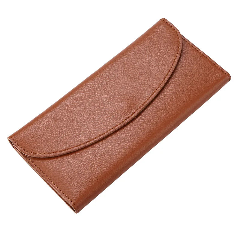 Genuine Leather Women Long Wallet Custom Letters Slim Female Clutch Bag Personalize Name Initials Folded Lady Card Holder Purse