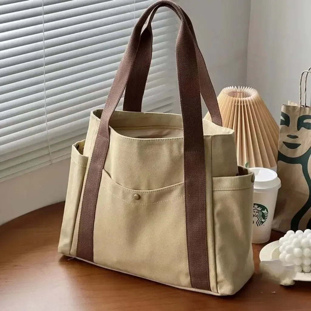 Homefish Capacity Canvas Tote Bags for Work Commuting Carrying Bag College Style Student Outfit Book Shoulder Bag Shopping Bag