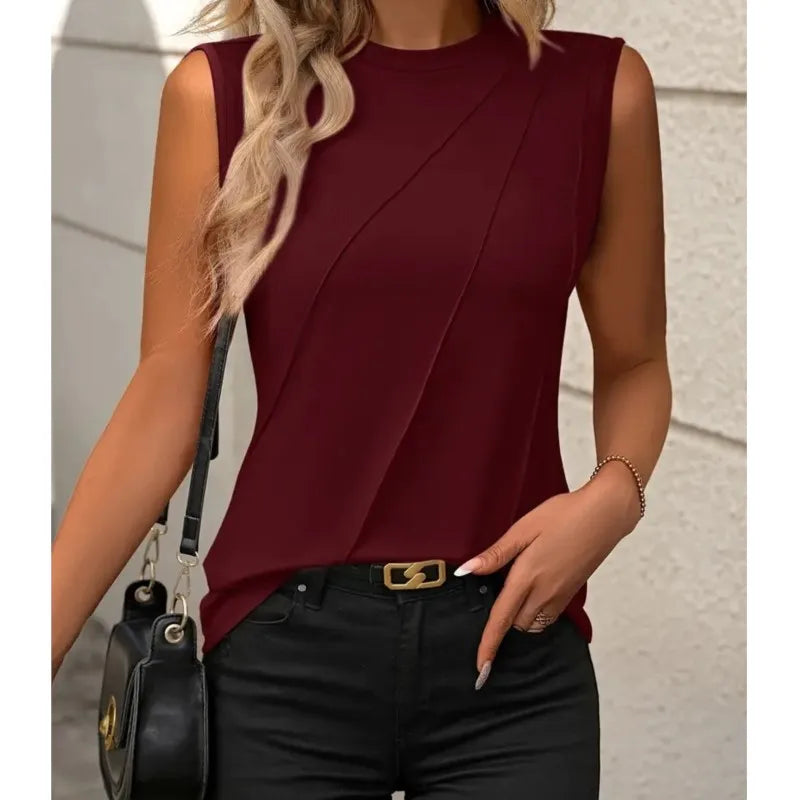 Minimalist O-Neck Sleeveless Summer Tank Top