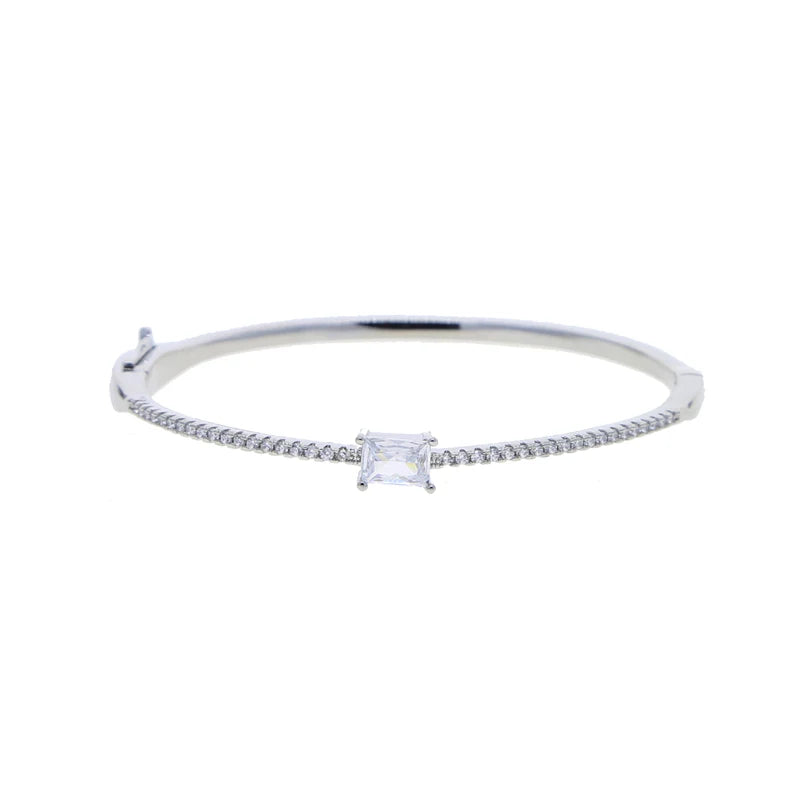 Single Heart Tear Rectangle Marquise Geometric Shaped Cubic Zirconia CZ Bangle Bracelet High Quality
