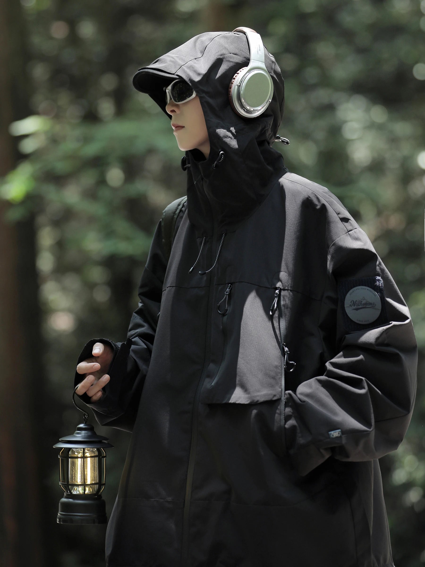 Outdoor Men's Jaet Hooded Workwear Coat Spring Autumn Loose Fit Zipper Decorated Mountain Series Anti-Wrinkle Regular Sve