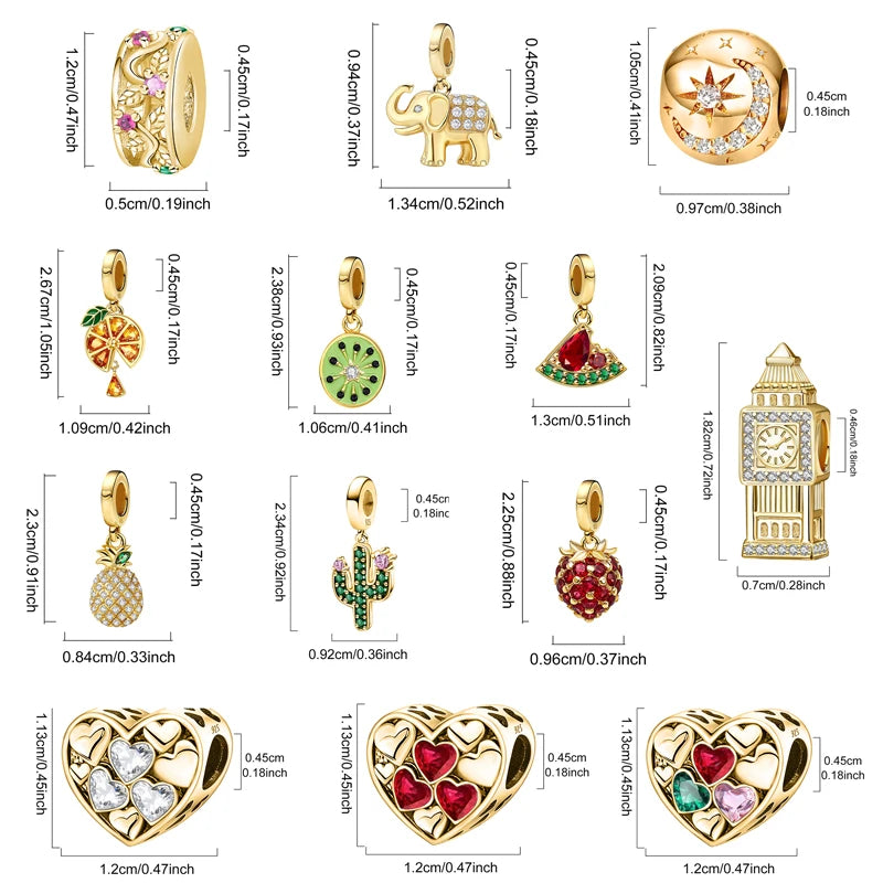 925 Silver Plated Cute Love Heart Firefly Golden Series Charms Bead Diy Bracelet Necklace Making Gift Of High Quality Jewelry