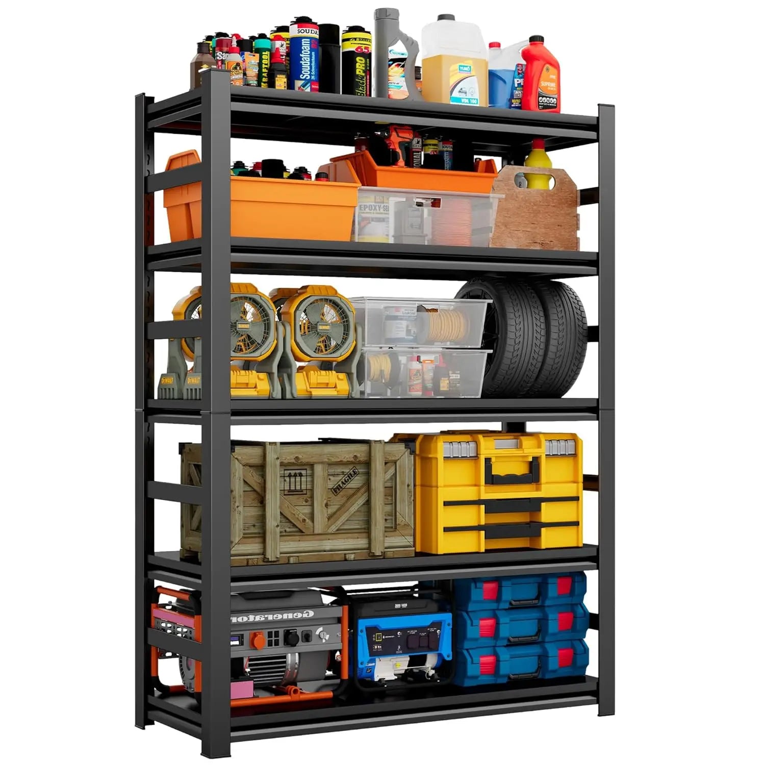 Heavy Duty Garage Shelving Rack 72 Inch 3500 LBS Capacity 5 Tier Adjustable Metal Industrial Storage Shelves for Customized