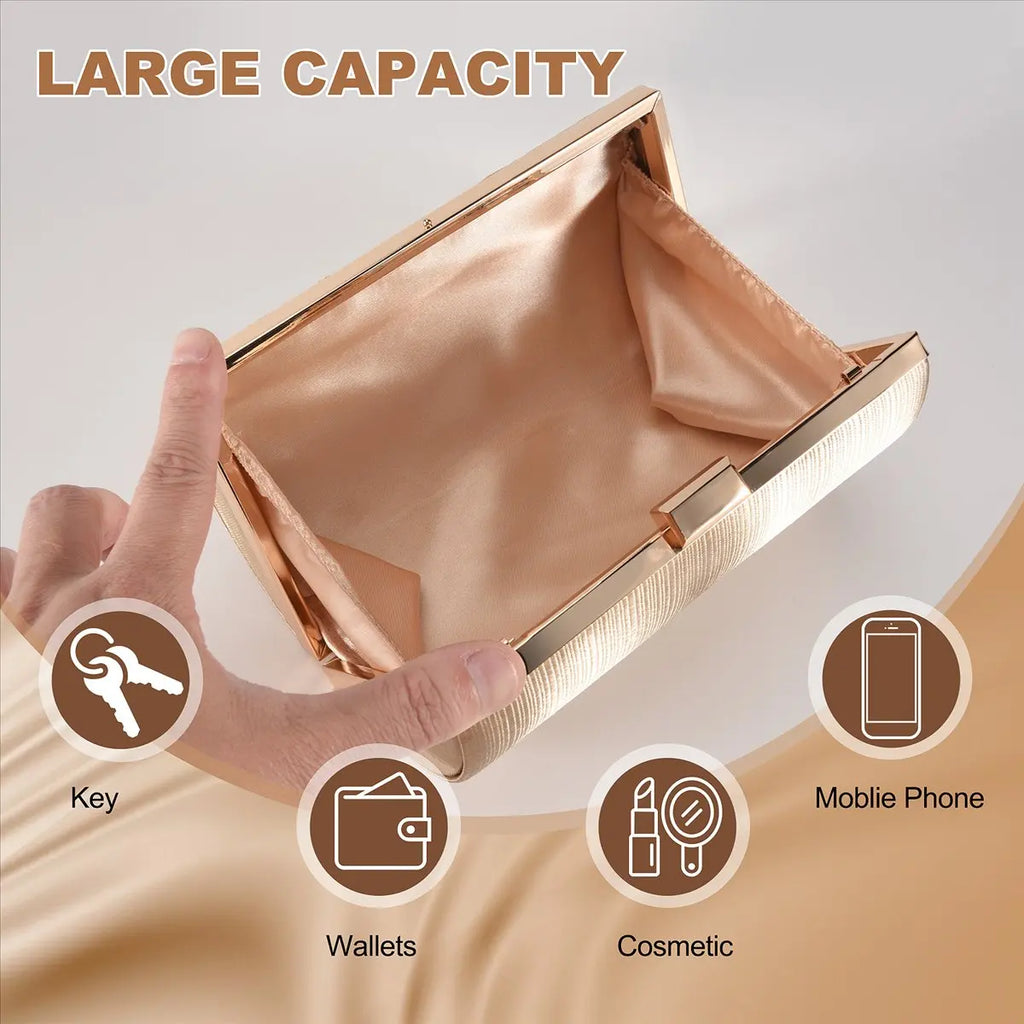 ABQR Tassel Fashion Ladies Clutch Bag Shoulder Handbags Female Party Wedding Evening Bag For Phone Purse Gold