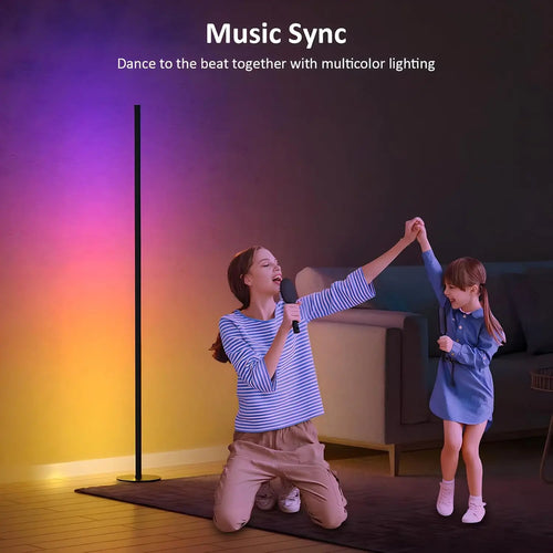 2-Pack Corner Floor Lamp, 55" LED Standing Light with Remote & Music Sync, 16M Colors for Living Room