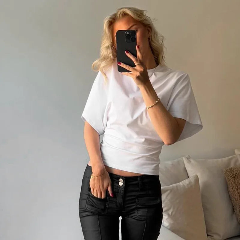 Casual Grey Cropped Streetwear T-Shirt