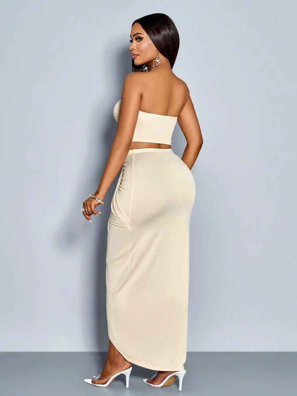 Elegant Strapless Tube Top & Maxi Skirt Set
