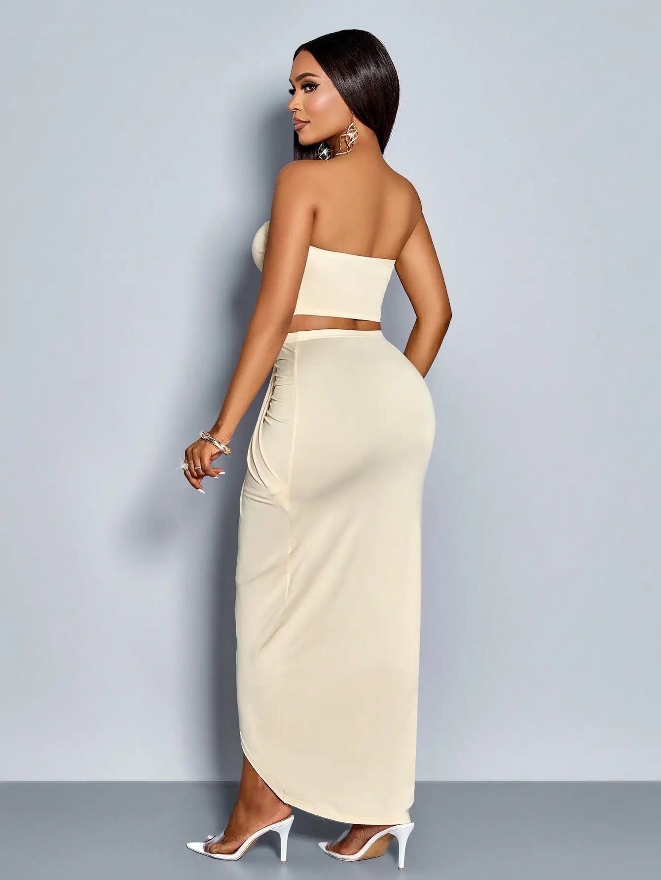 Elegant Strapless Tube Top & Maxi Skirt Set