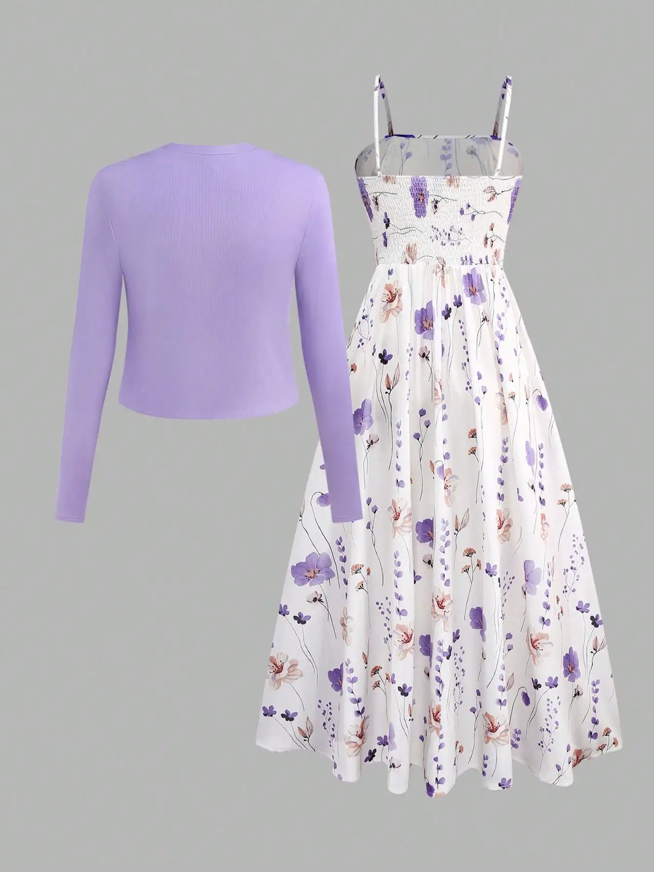 Women's Floral Camisole Dress & Cardigan Set