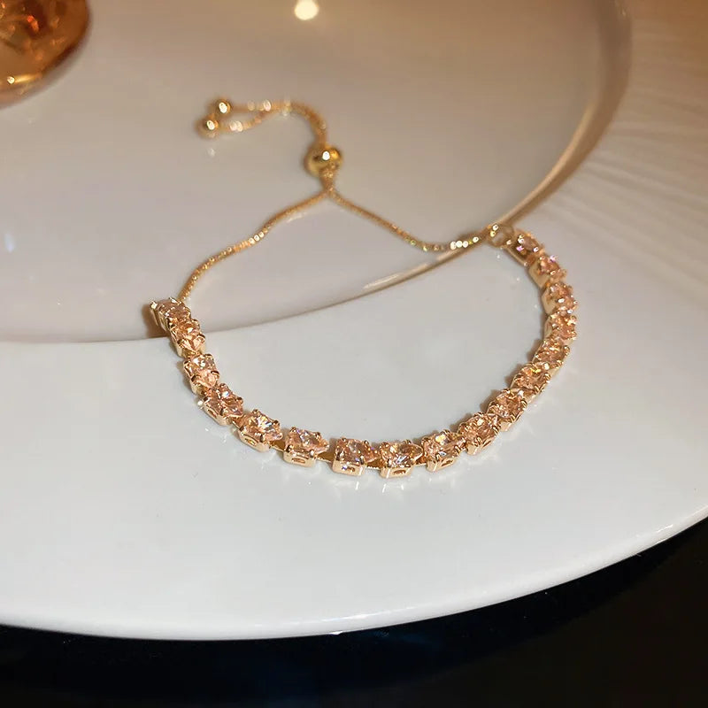 Luxury Adjustable Bracelet Women's Fashion Temperament Geometric Square Rhinestone Bracelet Wristband Party Wedding Jewelry