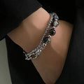 1Pcs High Quality Stainless Steel Lce Cracking Bead Splicing Bracelets For Men Women Link Chain Layered Pulseras Jewelry Gifts