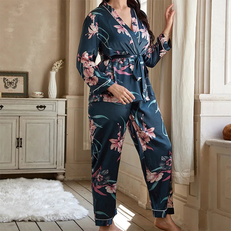 Women's Satin Floral Pajama Set