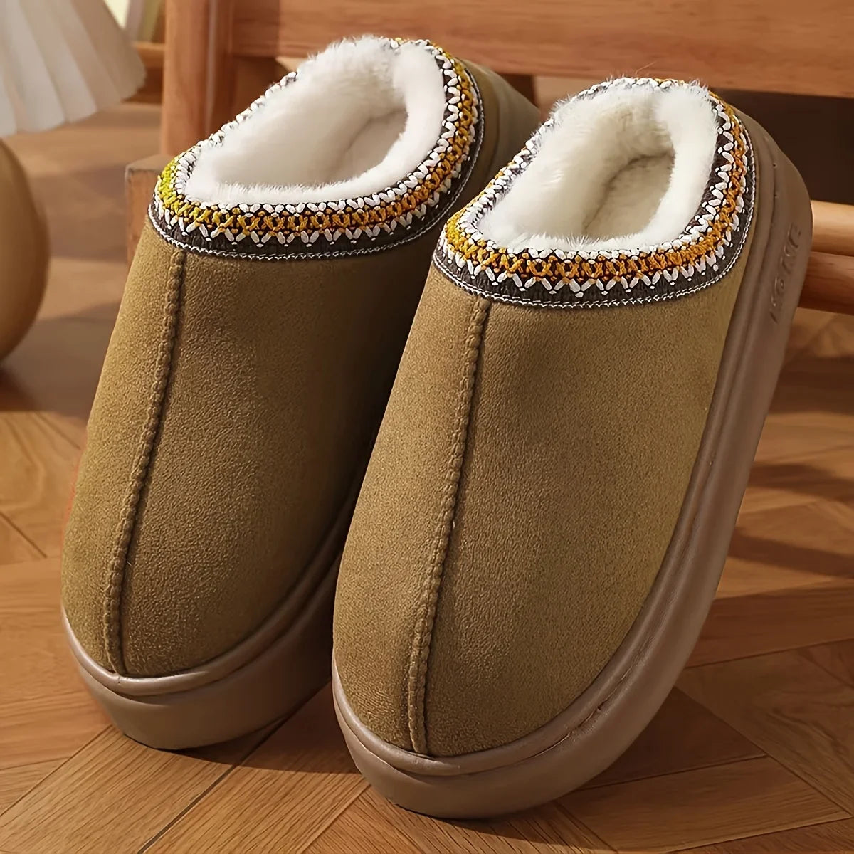 Platform Fluffy Slippers Women House Flats Fashion Plush Winter Designer Shoes Ladies Home Elegant Casual Footwear Large Size