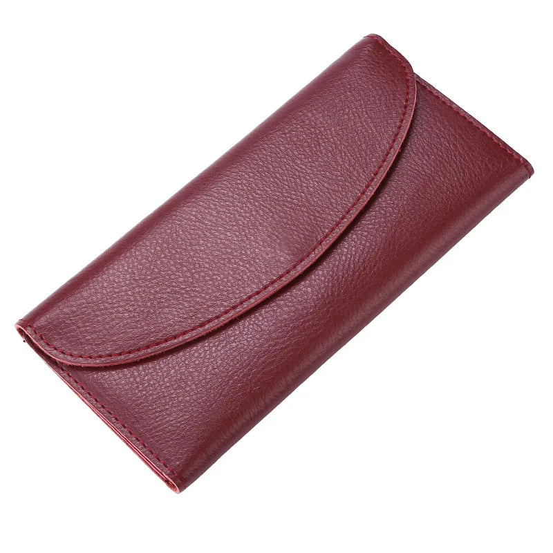 Genuine Leather Women Long Wallet Custom Letters Slim Female Clutch Bag Personalize Name Initials Folded Lady Card Holder Purse