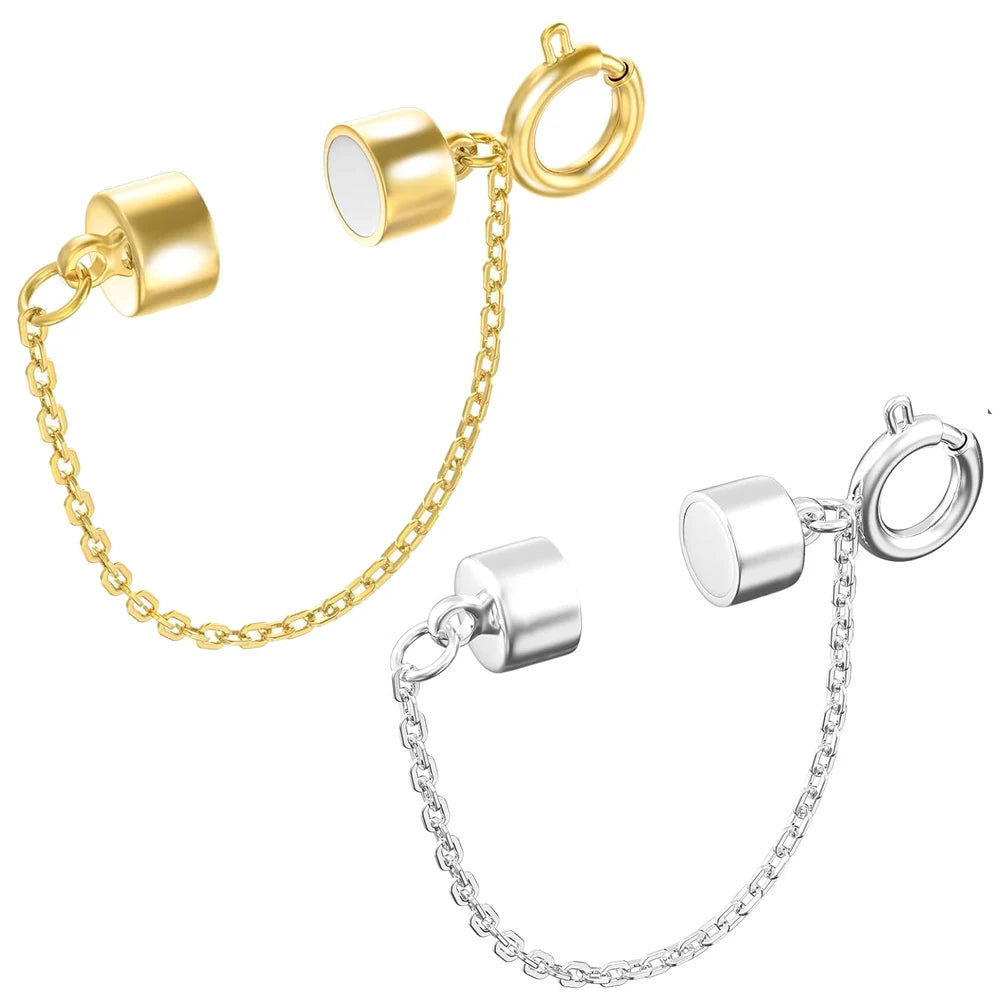 5Pcs Magnetic Bracelet Clasps and Closures with Safety Chain Never Fall Bracelet Extender Converter Magnetic Clasps for Women