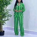 Women's Striped Long Sleeve Two Piece Set