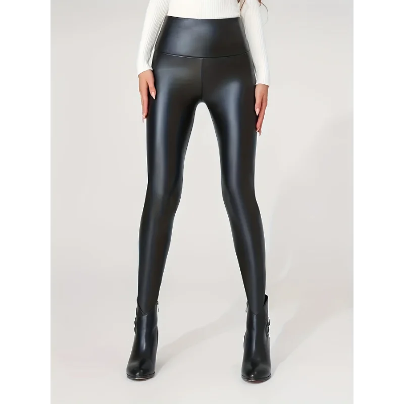 Autumn And Winter New Season Wearable Women's Tight Pants With High Waist And Sexy Faux Leather Texture Long Pants With Leggings