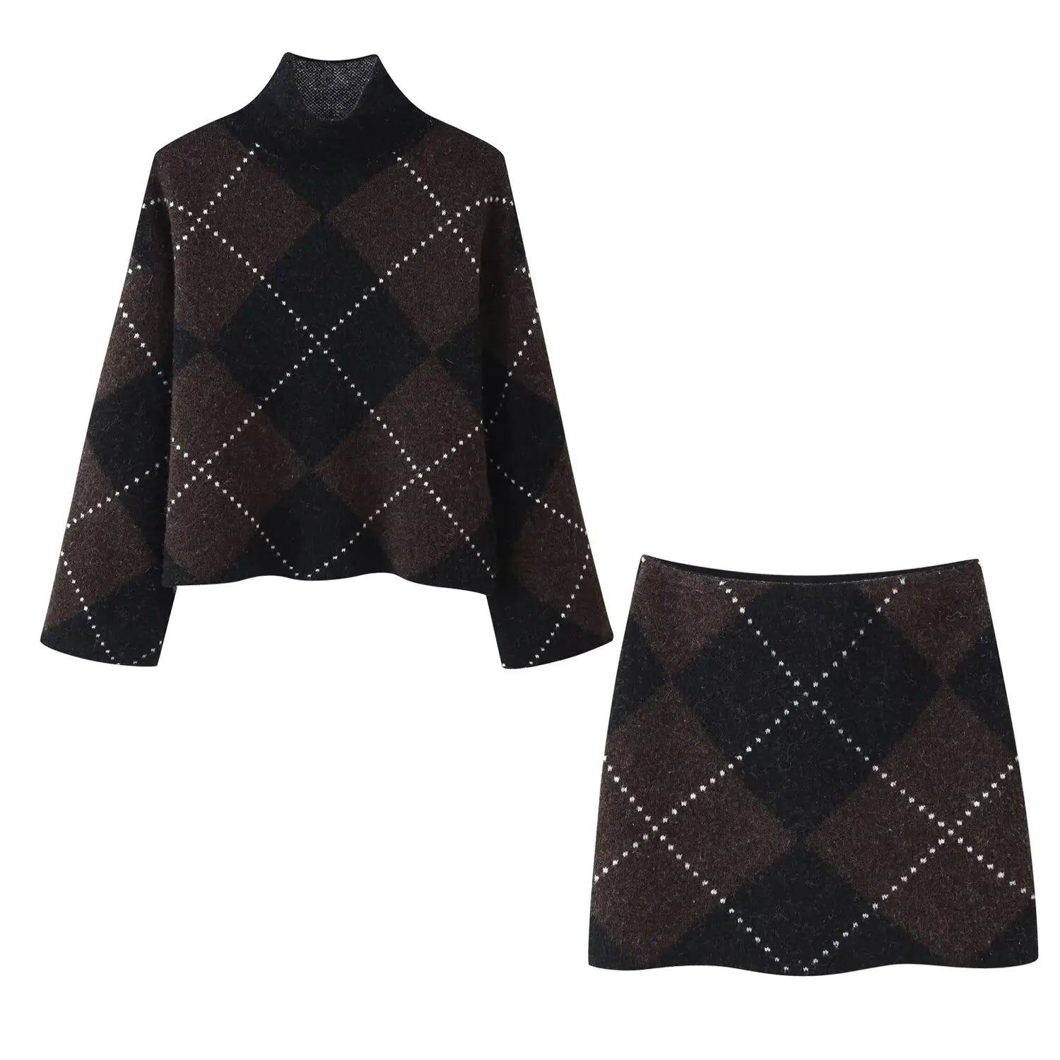 Women's Plaid Knit Sweater Mini Dress