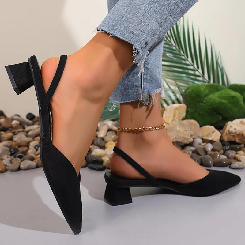All-Match Slip On Plus Size Pumps Women Summer Party Comfortable Thick Heel Mid-Heel Pumps Woman Pointed Toe Pumps Mujer