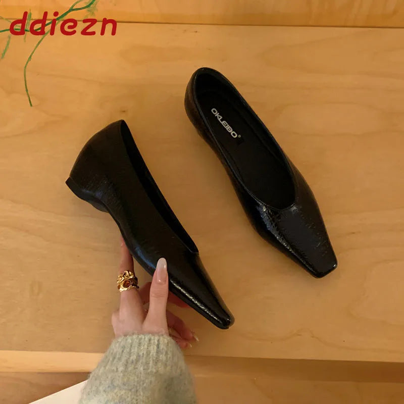 Fashion Pointed Toe Women Low Heel Pumps Shoes New In Spring Summer Female Shallow Footwear Dress Ladies Heeled Slip On Shoes