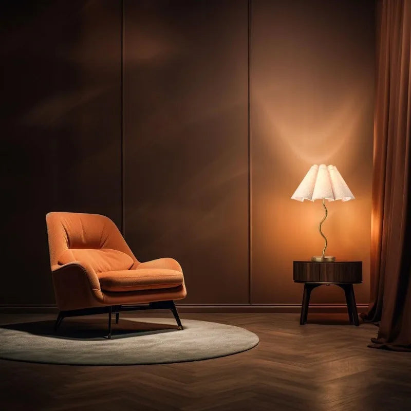 LED Fabric Lampshade  Small Table Lamp Bar Living Room Bedroom Bedside Decorative Atmosphere Lighting Lamps