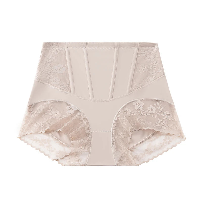 BZEL Women's Shaper Panties High-Waist Lace Sexy Lingerie Abdominal Tightener Comfortable Female Briefs Fishbone Waist Slimming