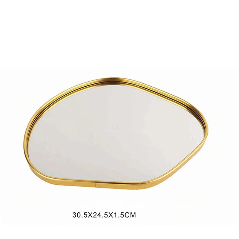 Nordic Light Luxury Metallic Glass Mirror Tray Jewelry And Cosmetics Storage Tray Living Room Precious Accessories Tray