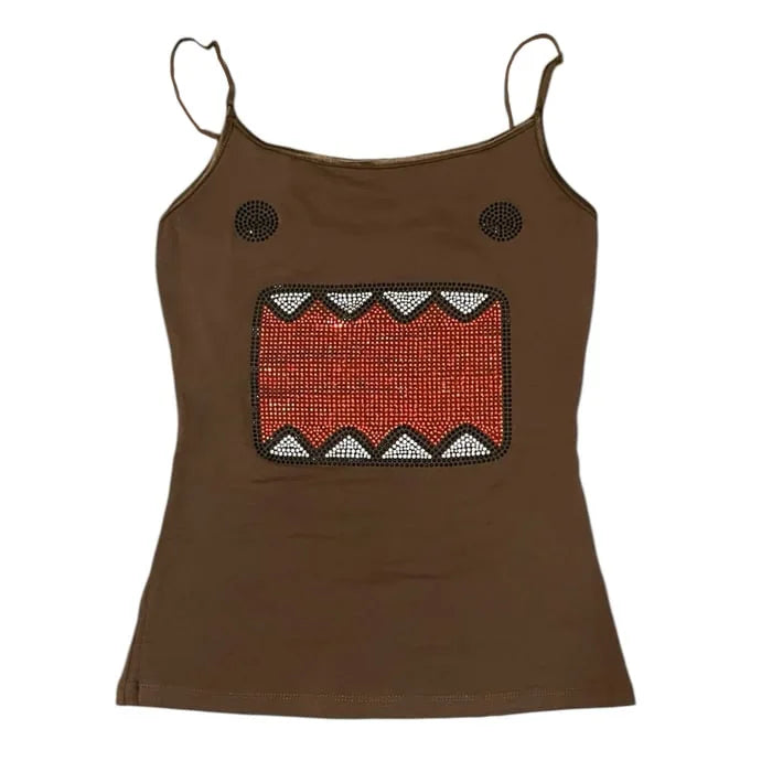 Y2K Rhinestone Round Neck Top