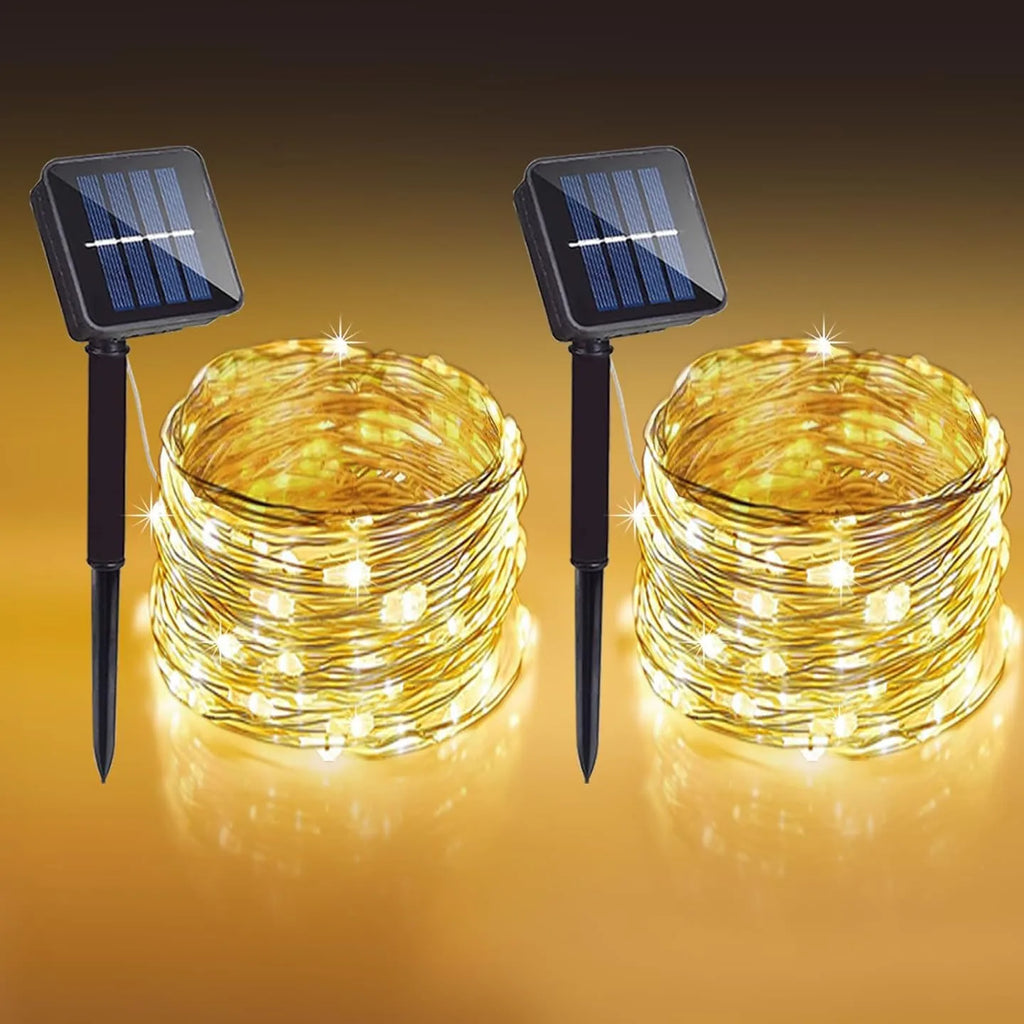 Fairy Lights Solar Garden Lights String Lights with 8 Modes Waterproof Wire Lights for Patio Yard Trees Christmas Party