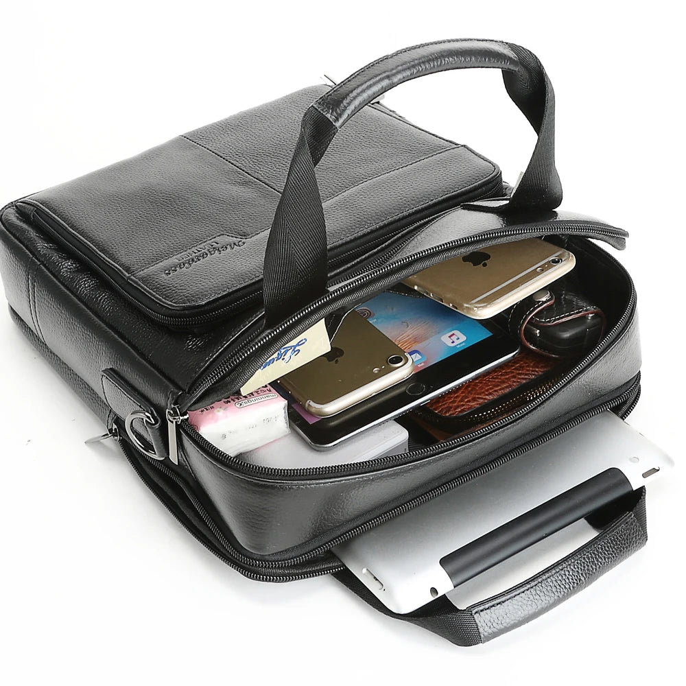 MEIGARDASS Genuine Leather Business Briefcase Men Travel Shoulder Messenger Bags Male Document Handbags Laptop Computer Bag