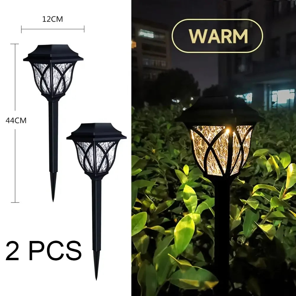 2 Pack LED Solar Lawn Lights Outdoor Waterproof Warm Light Model Garden Courtyard Walkway Villa Landscape Decorative Lights