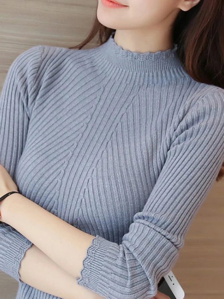 Women's Ribbed Mock Neck Sweater
