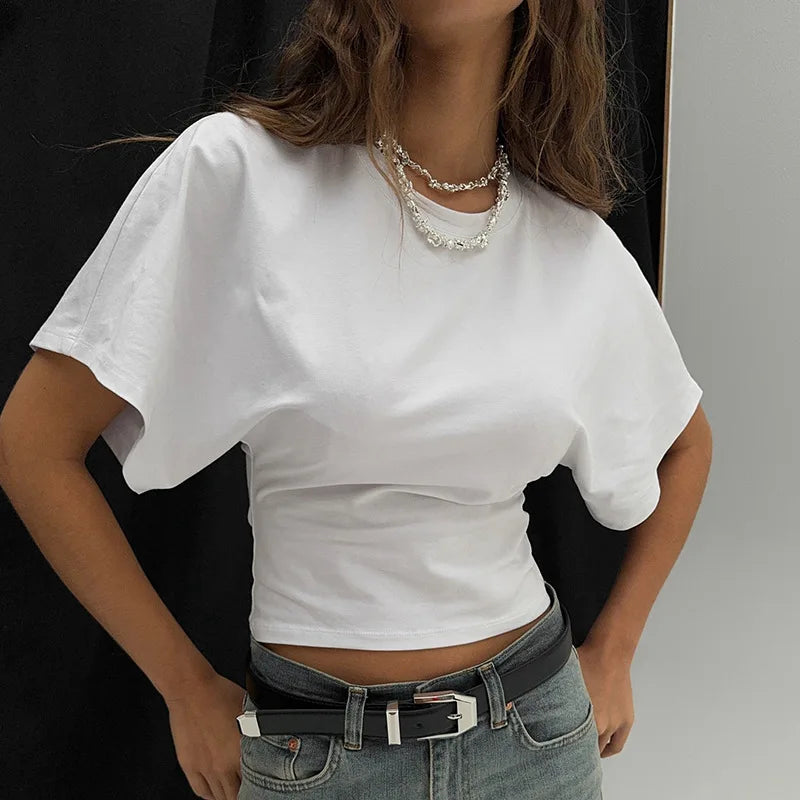 Casual Grey Cropped Streetwear T-Shirt