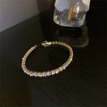 Stainless Steel Tennis Bracelets For Women Adjustable AAA Cubic Zirconia Crystal Choker Bead Chain Pendant Necklace Fine Jewelry