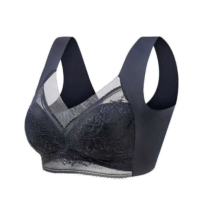 FallSweet Seamless Ice Silk Push Up Bra for Women Wireless Lace Bralette Plus Size Brassiere Summer Comfort Underwear Lingerie